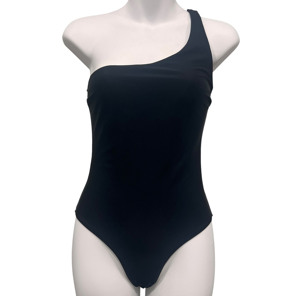Moeva London Black One Shoulder One Piece Swimsuit Bodysuit Size S Luxury
